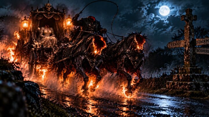 At Midnight, the Headless Coach Reaches Sampson Cross and Explodes