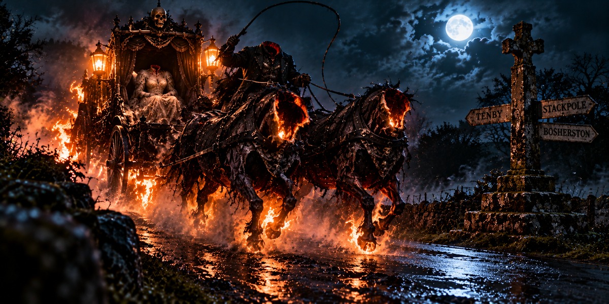 At Midnight, the Headless Coach Reaches Sampson Cross and Explodes